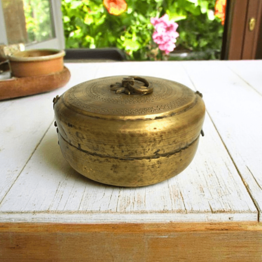 Vintage Brass Katordan Chapati Warmer Box image 14