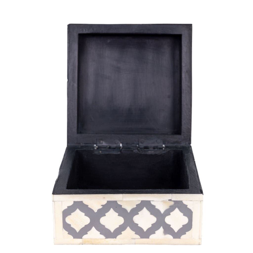Square Inlay Box Timeless Gray and White Bone Inlay image 2
