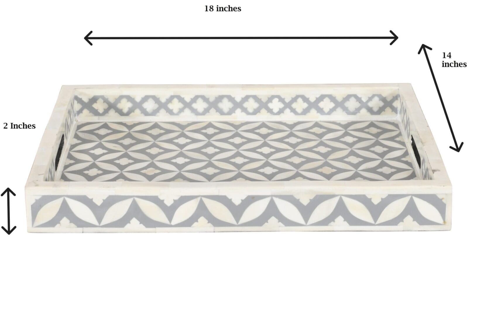 Geometric Serving Tray Gray and White Bone Inlay image 5