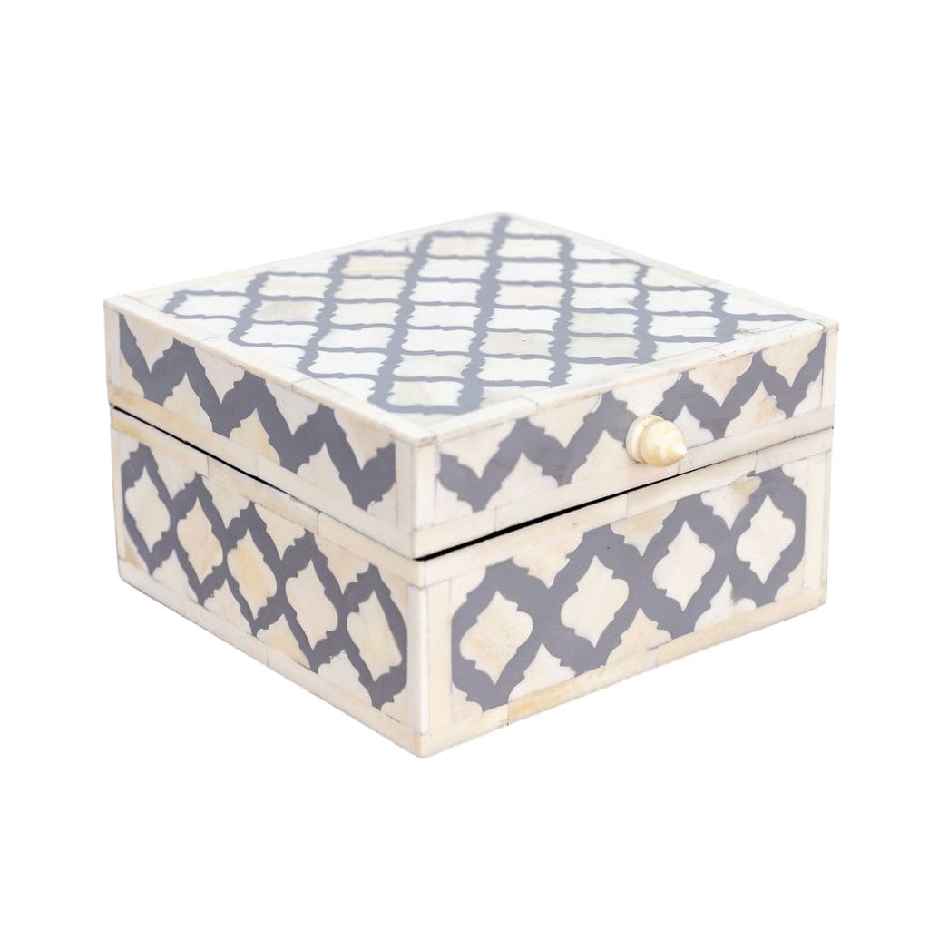 Square Inlay Box Timeless Gray and White Bone Inlay image 8