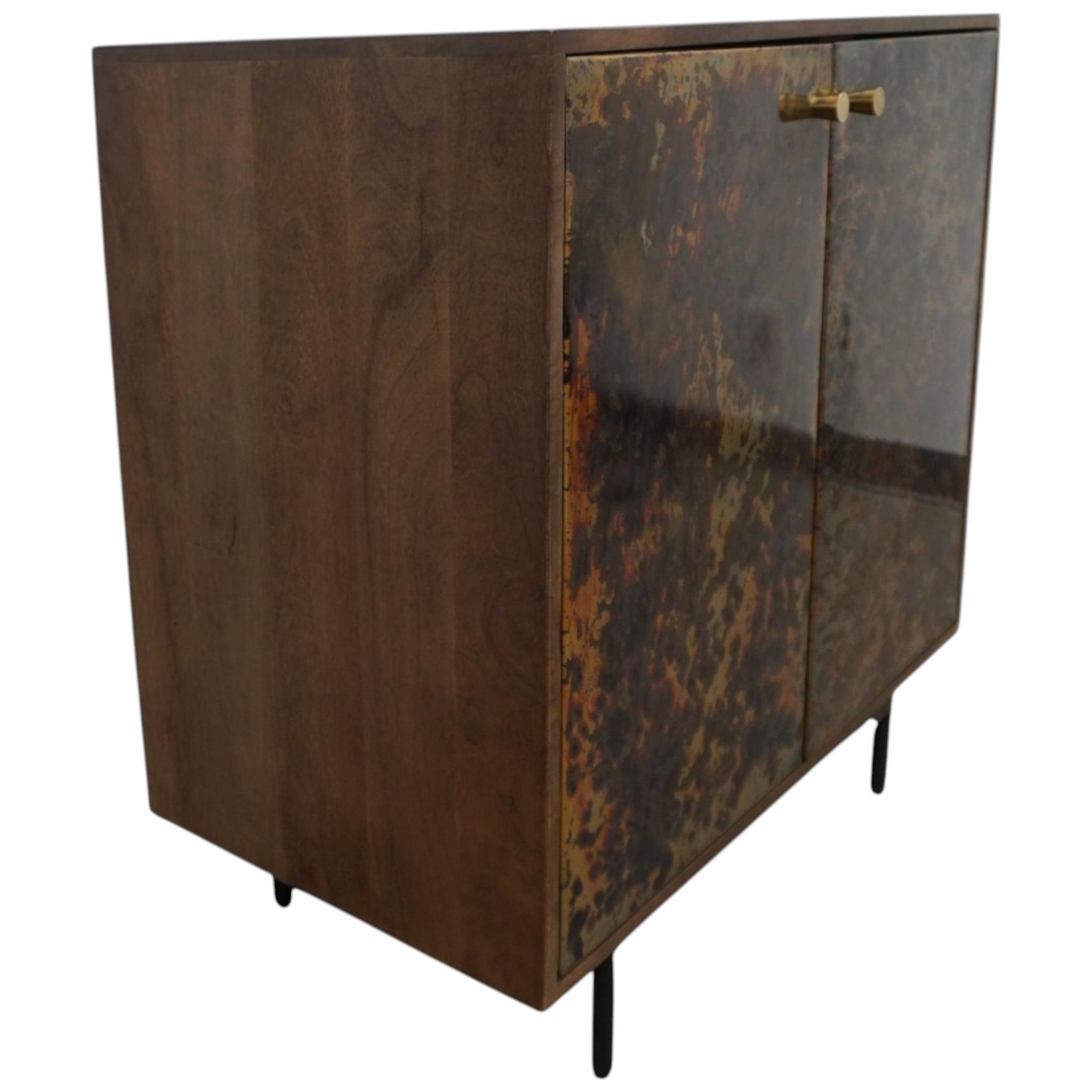Handcrafted Mango Wood Cabinet | Patina Metal Doors – Modern Industrial Farmhouse Sideboard