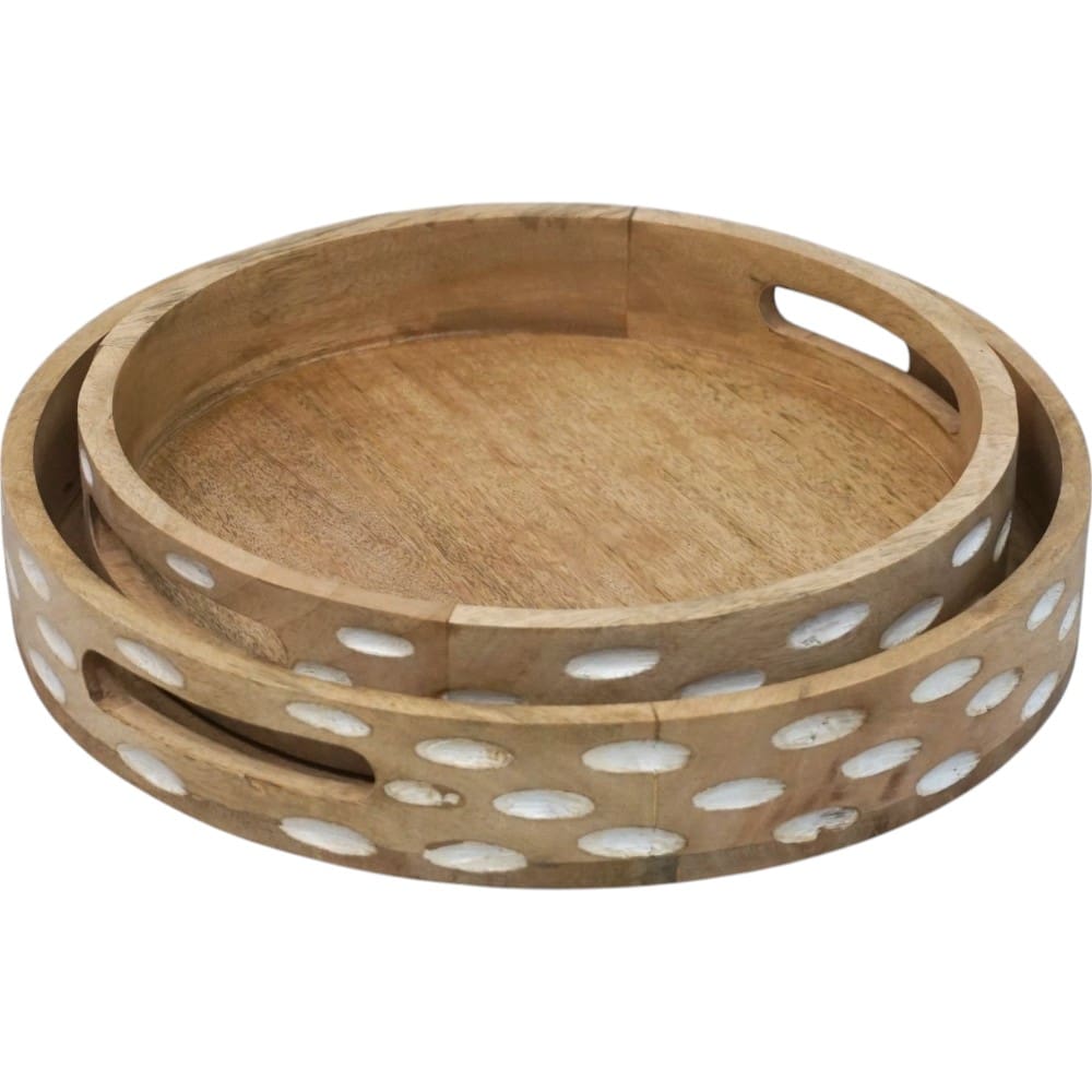 Hand-crafted Solid Wood Trays - Set of Two image 7