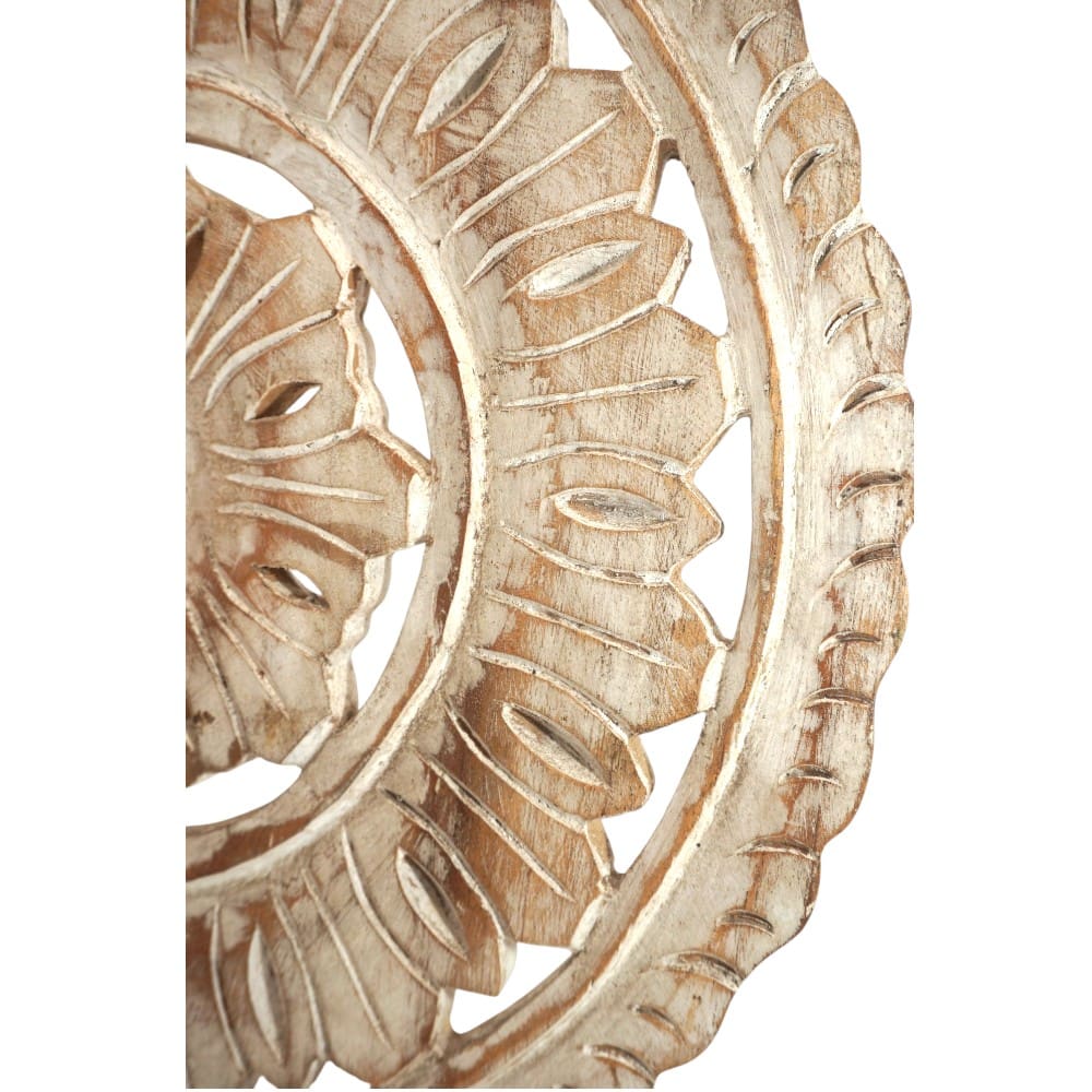 Hand-carved Wooden Flower Sun Disc Decor Accent image 6