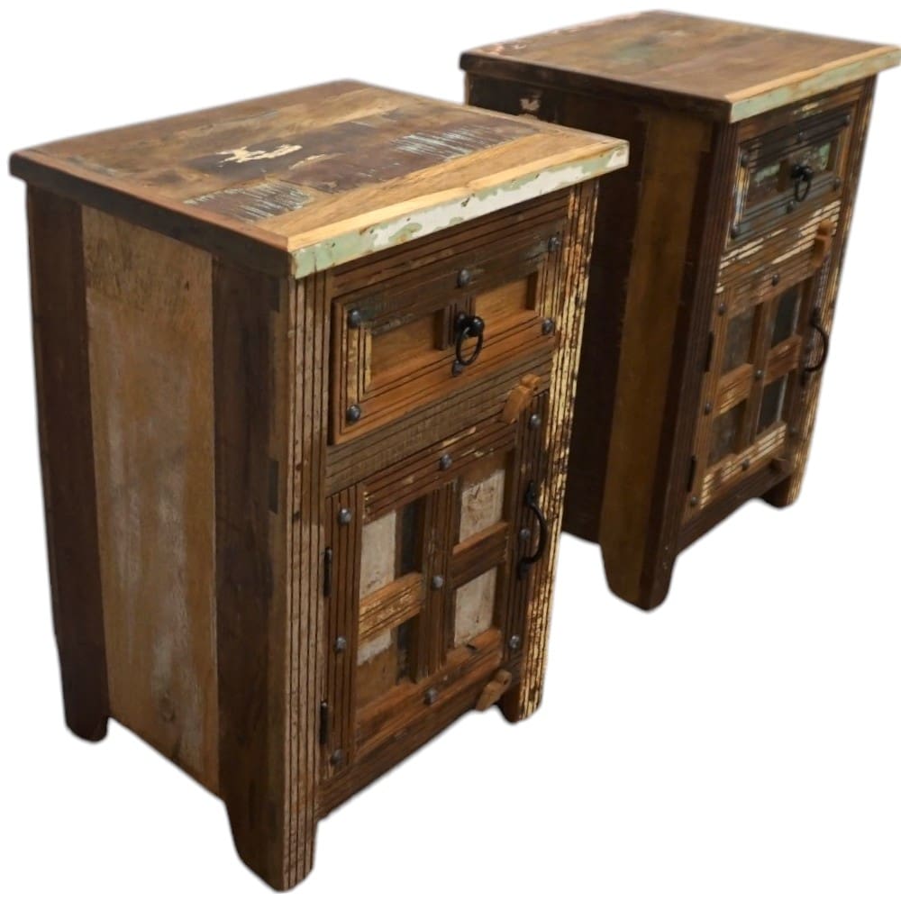 Pair of Rustic Reclaimed Wood Bedside Tables image 4