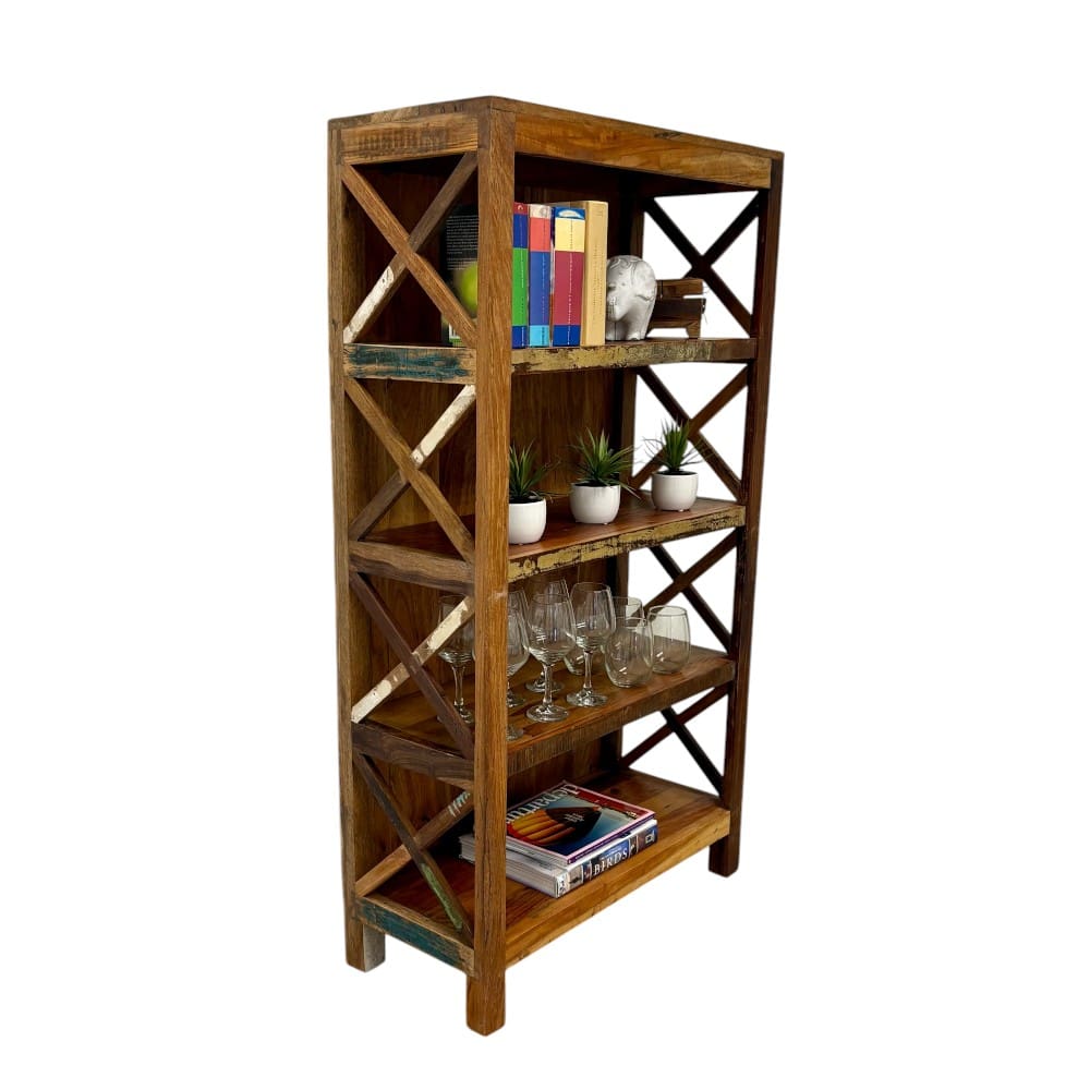 Rustic Living Room Set - Reclaimed Wood Display Bookcase & 2 Side Tables image 8