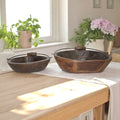 Vintage Wooden Bowls with a Handle Set of 2 image 0