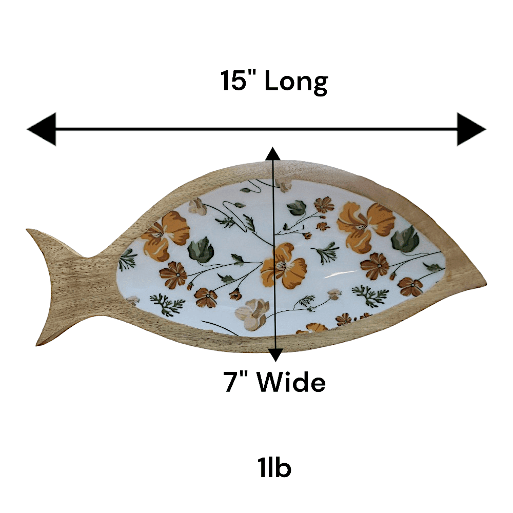 Hand-crafted Fish Dish Solid Wood with Charming Fall Enamel image 6