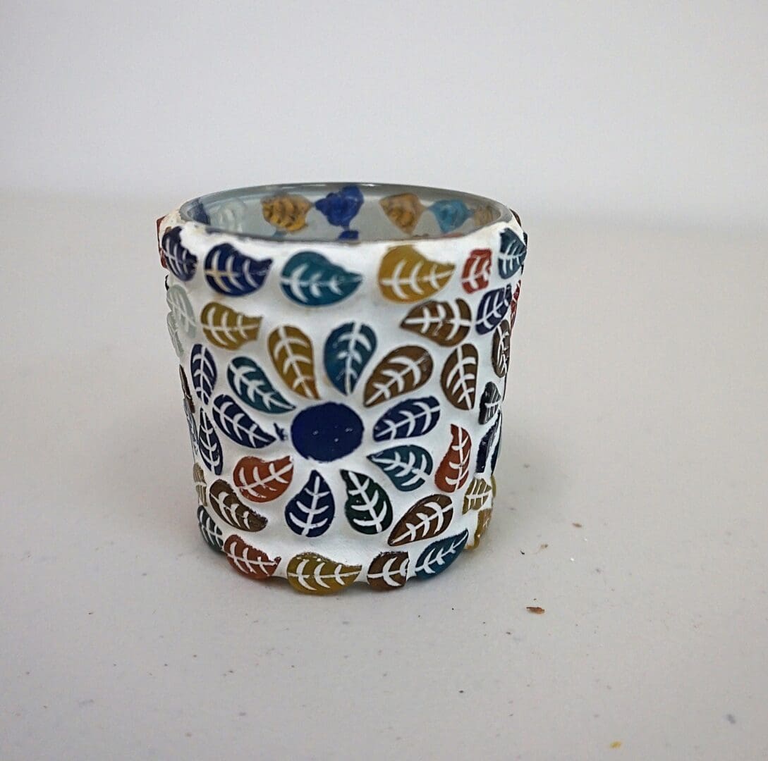 Multicolor Round Mosaic Glass Tea Light Holder Set of 6 image 3
