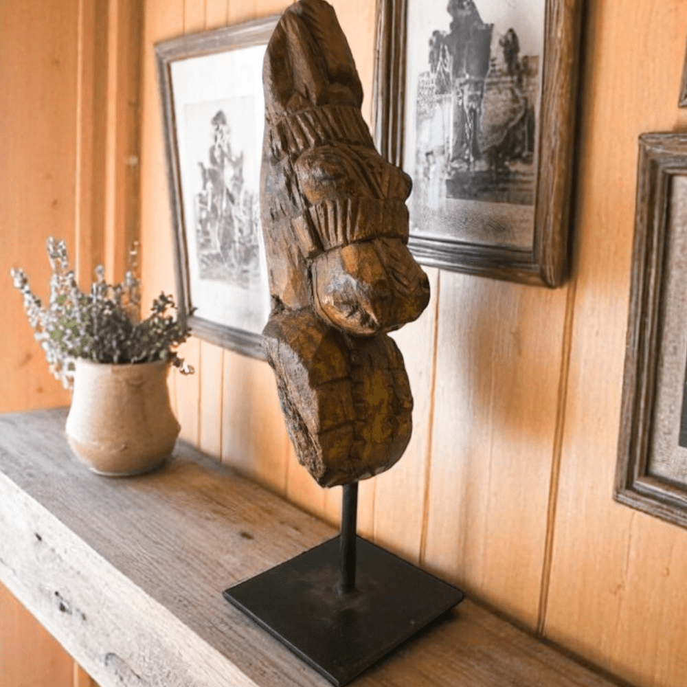 Hand-carved Wooden Primitive Horse Figurine image 21