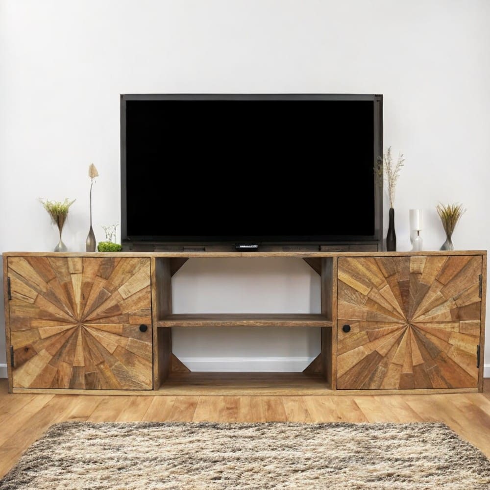 TV Stand Hand-crafted with a Stunning Sunburst Design image 4