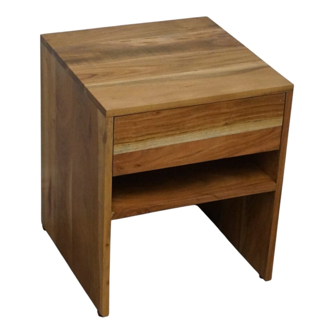 Natural Wood Side Table with 1 Drawer image 4