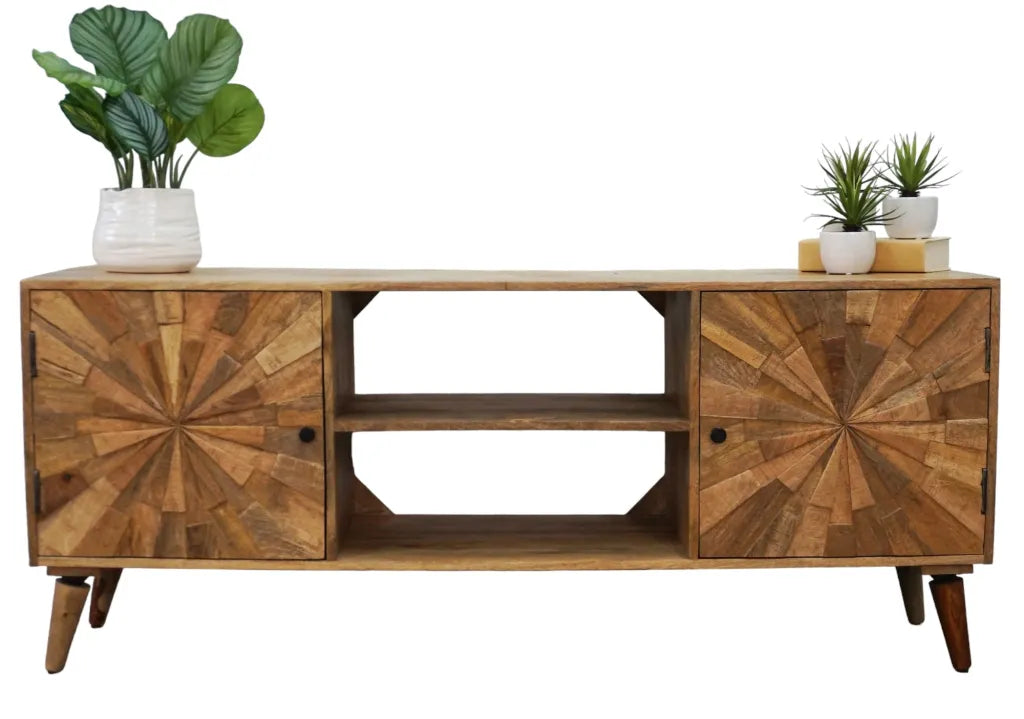 TV Stand Hand-crafted with a Stunning Sunburst Design image 1