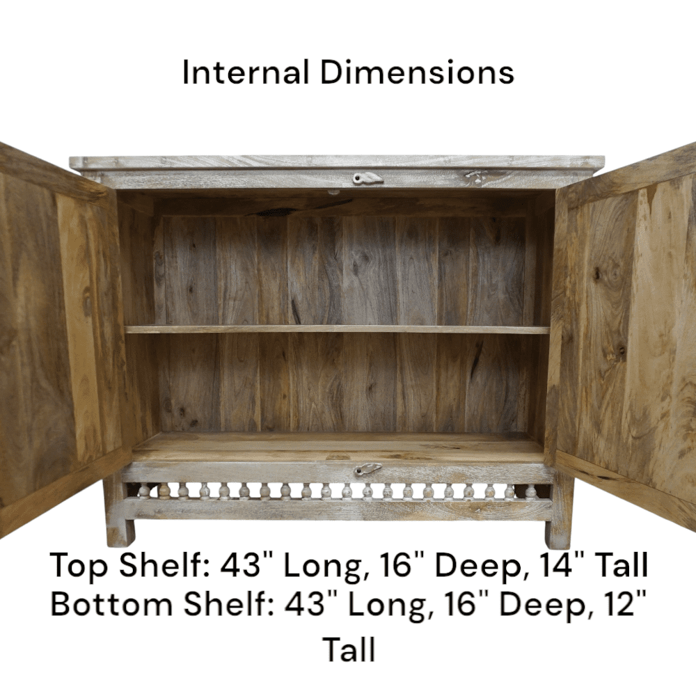 Hand-crafted Sandblasted Natural Mango Wood Sideboard image 11