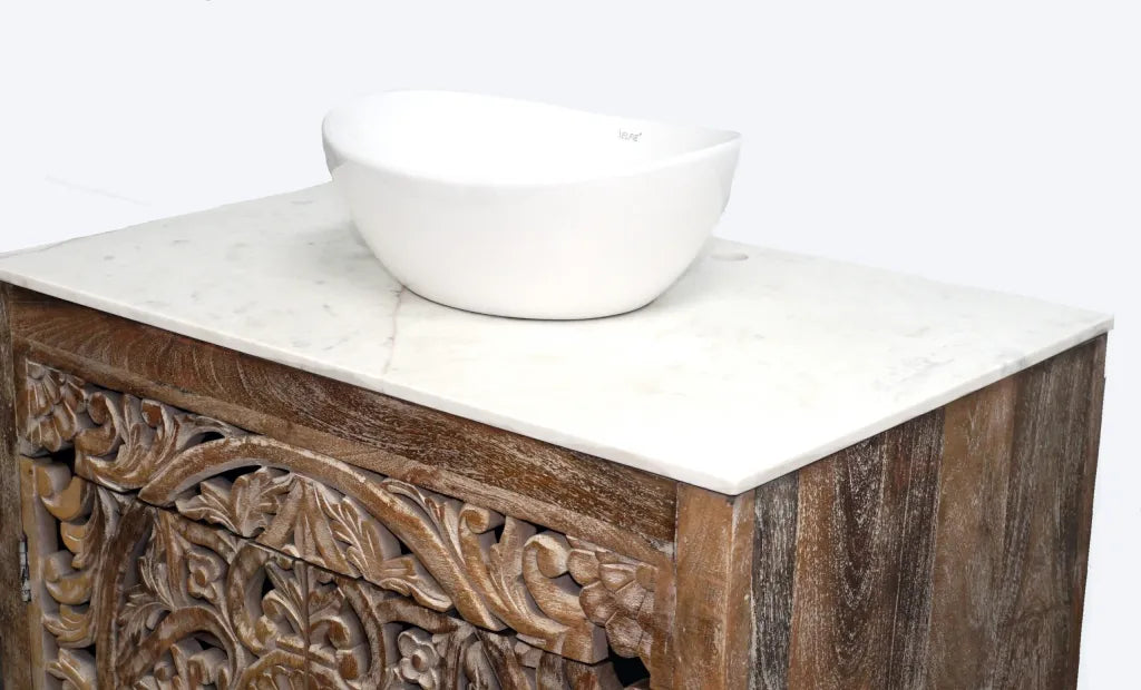 Natural Wood Vanity Gorgeous Hand-carved Detail Timeless Style image 7