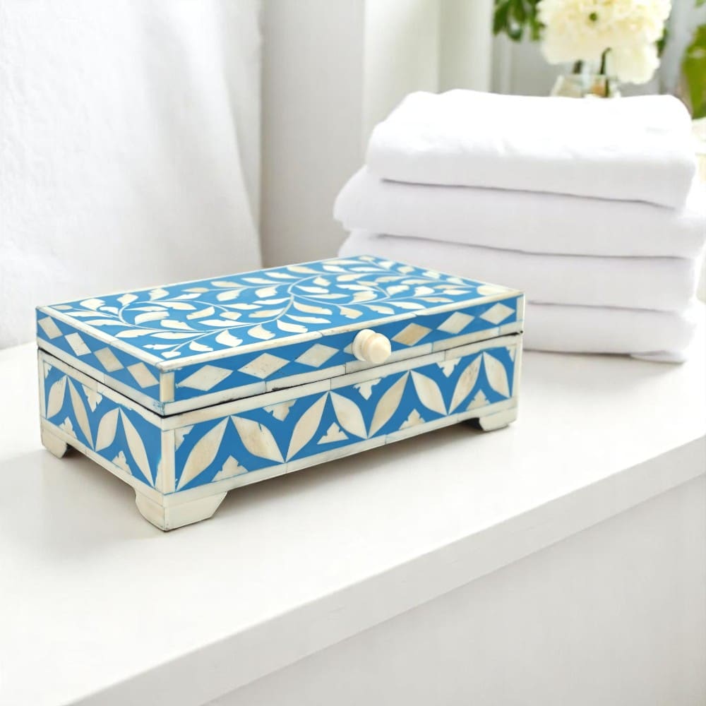 Blue and White Keepsake Box Hand-crafted image 1