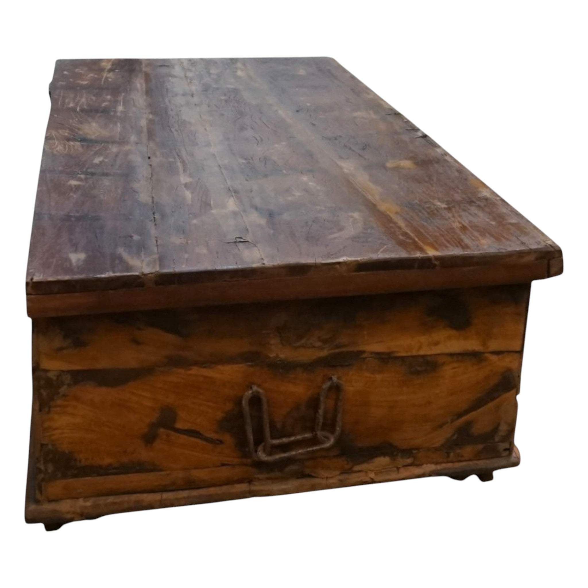 Handcrafted Large Reclaimed Wood Trunk Coffee Table | Storage & Wooden Wheels