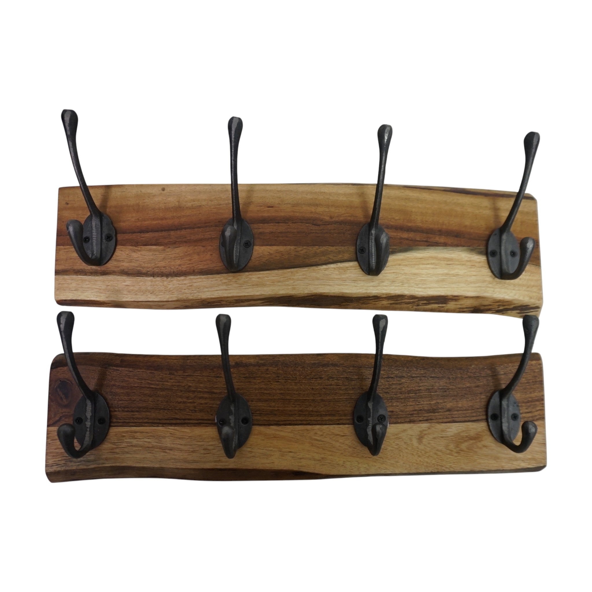 Handmade Live Edge Acacia Wood Coat Rack with 4 Hooks | Wall Mounted Entryway Hook