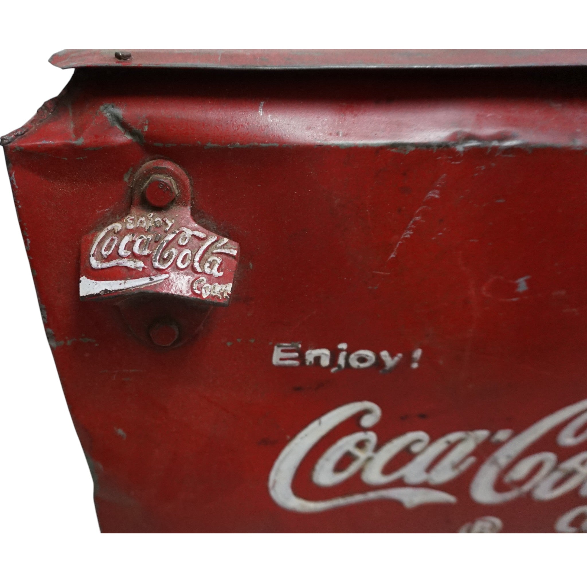 Vintage Coca-Cola Metal Cooler | Original Bottle Opener & Distressed Patina