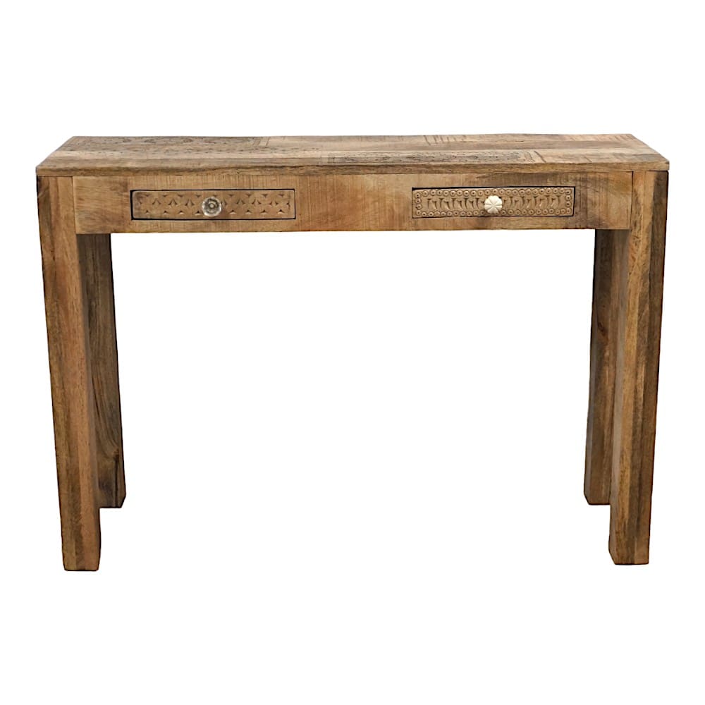 Console Table with Two Drawers Natural Wood image 2