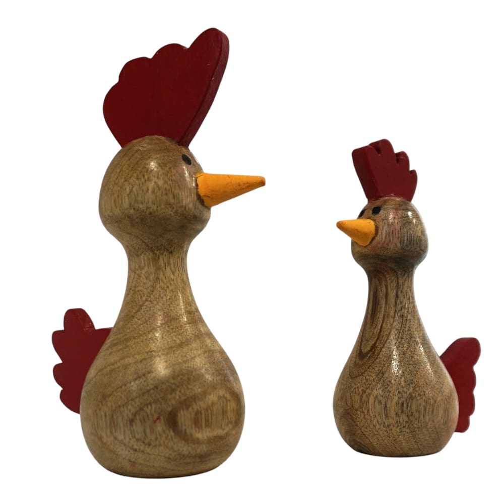 Hand-crafted Set of Two Wooden Chickens image 2