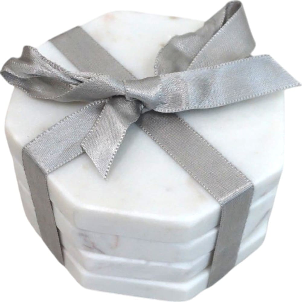 Set of 4 Octagonal Marble Drink Coasters image 1