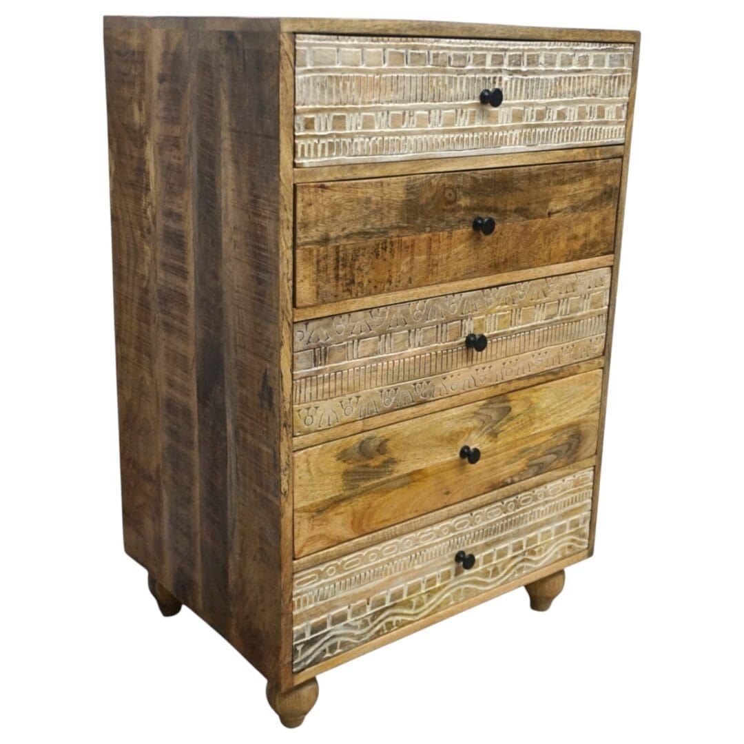 Rustic 5-Drawer Dresser Hand-carved image 3