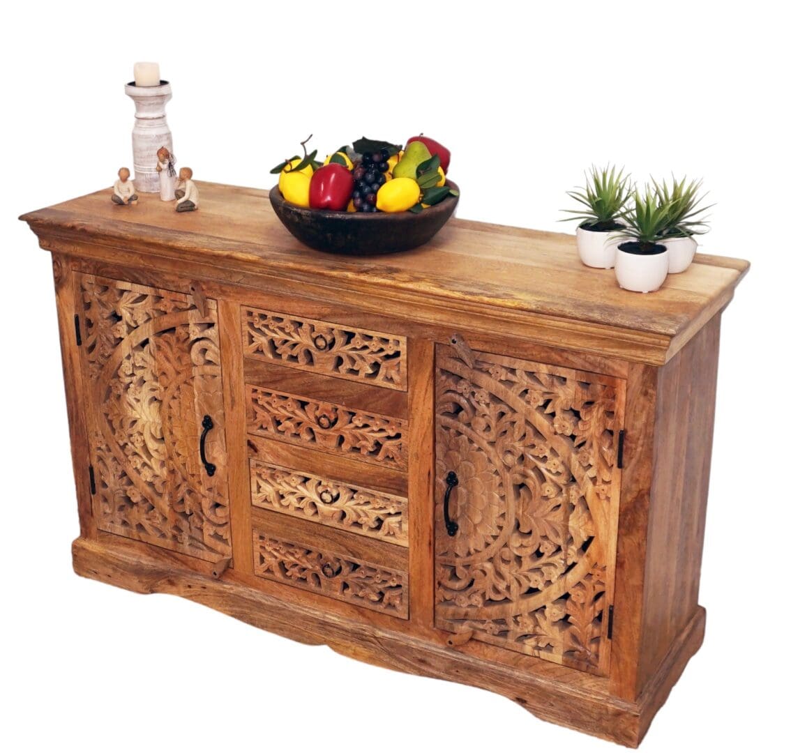 Stunning Natural Wood Sideboard with 2 Doors and 4 Drawers image 8