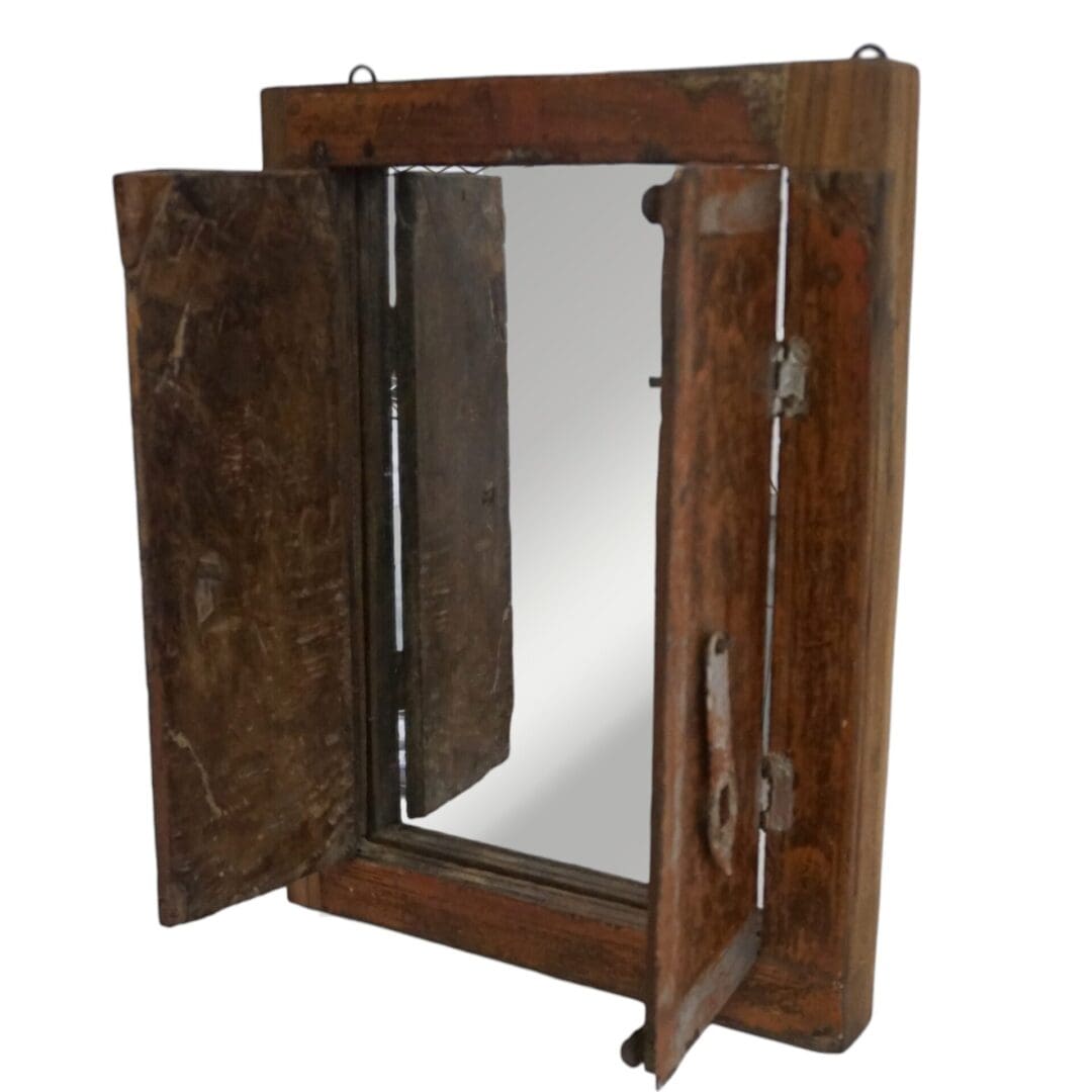 Vintage Accent Mirror Window with Shutters - 9 image 7