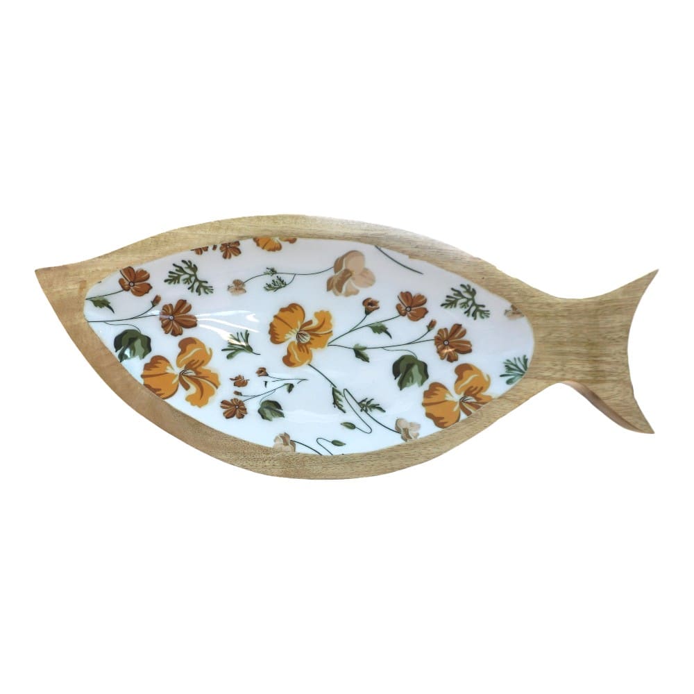 Hand-crafted Fish Dish Solid Wood with Charming Fall Enamel image 5