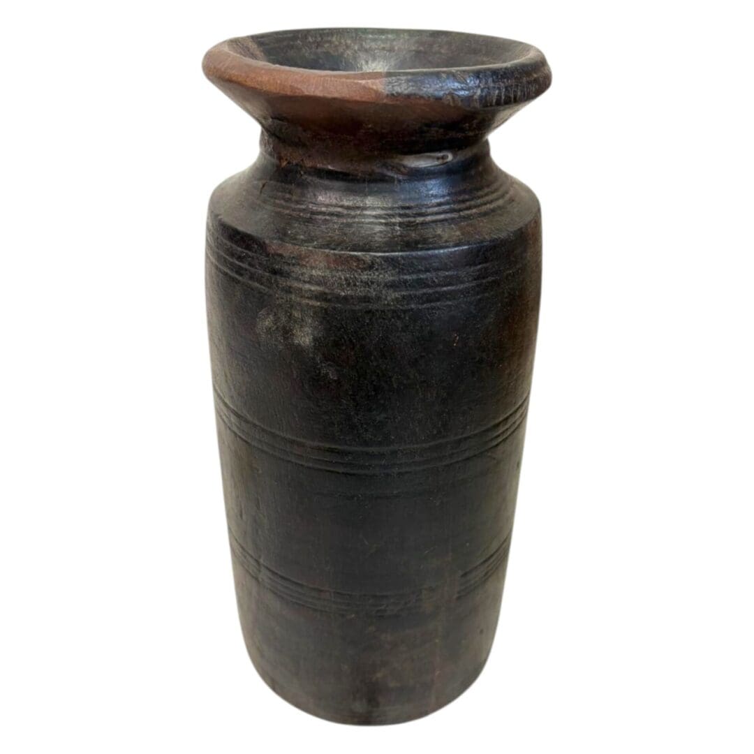 Vintage Acacia Wood Vase Rustic Decor image 6