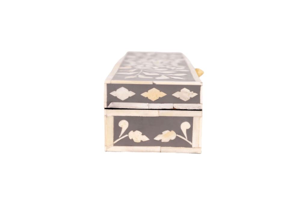 Set of 3 Inlay Boxes Hand-crafted in Gray and White image 3