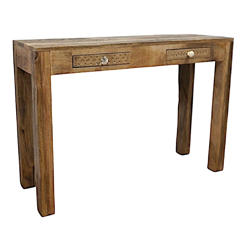 Console Table with Two Drawers Natural Wood image 1