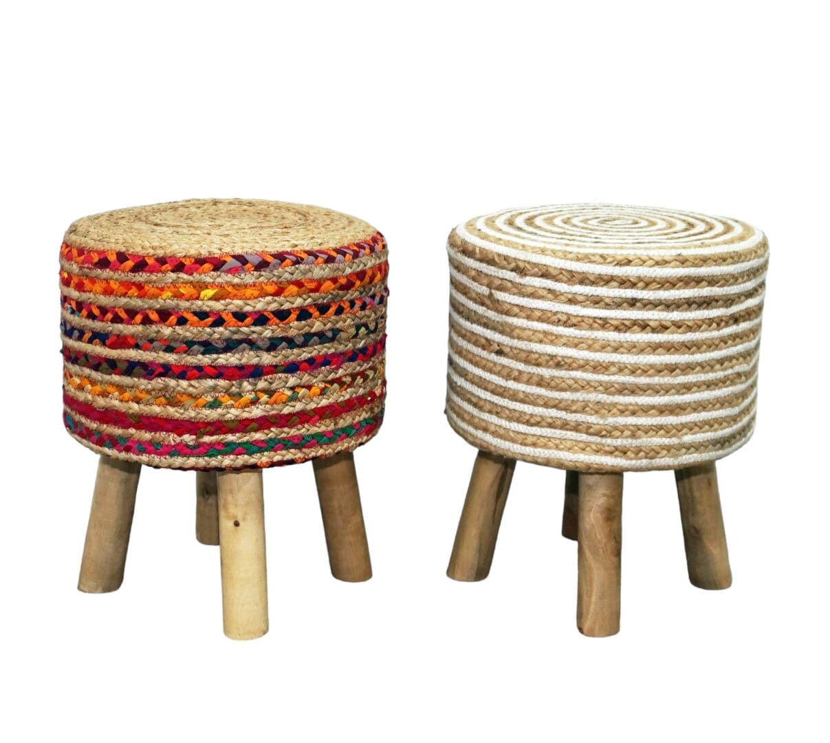 Hand-crafted Jute Stool Multiple Color Options image 2