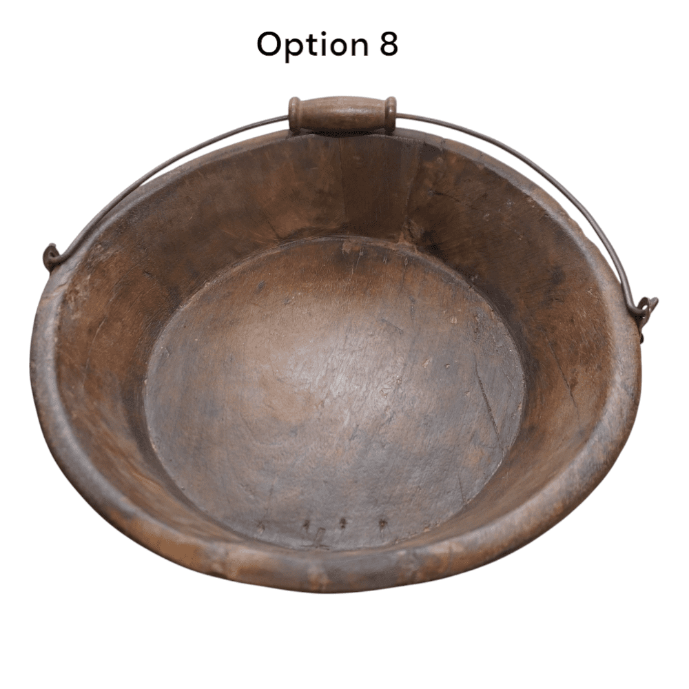 Vintage Wooden Bowls with a Handle Set of 2 image 6