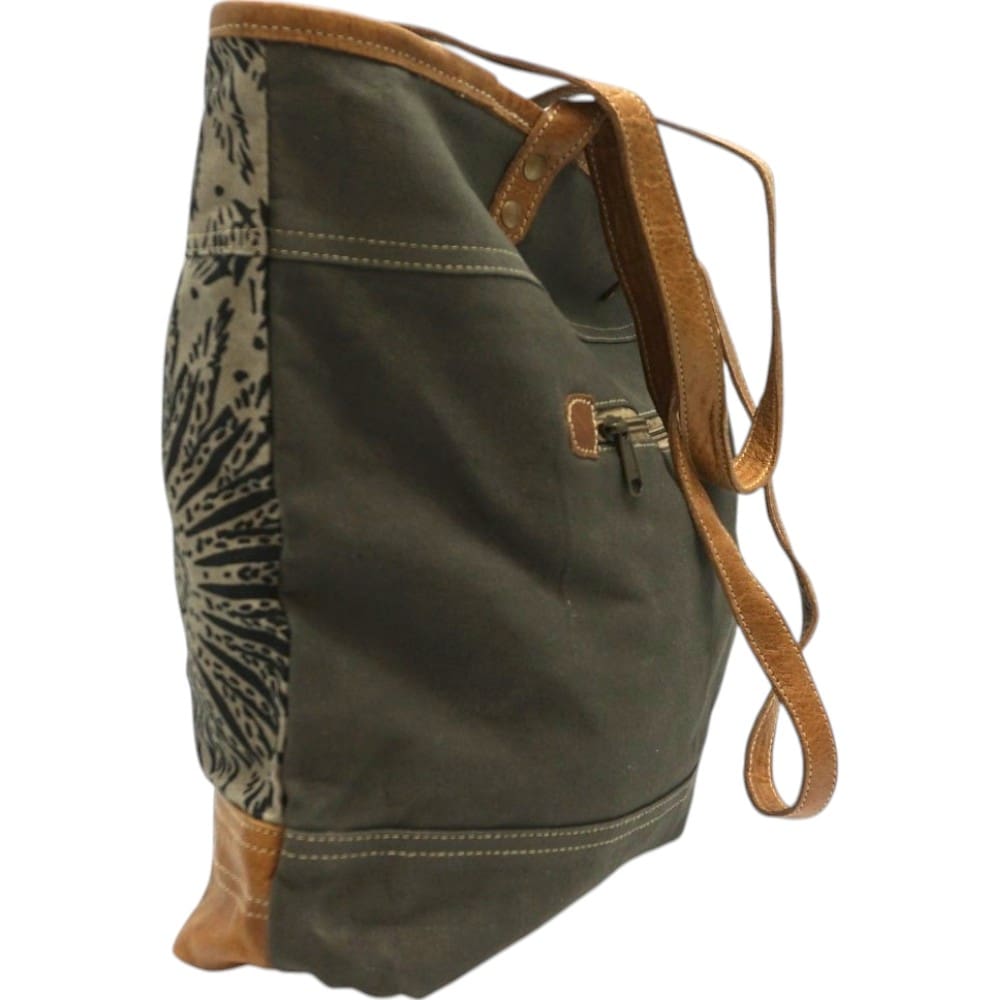Cotton Canvas Mandala Purse with Leather Straps image 4