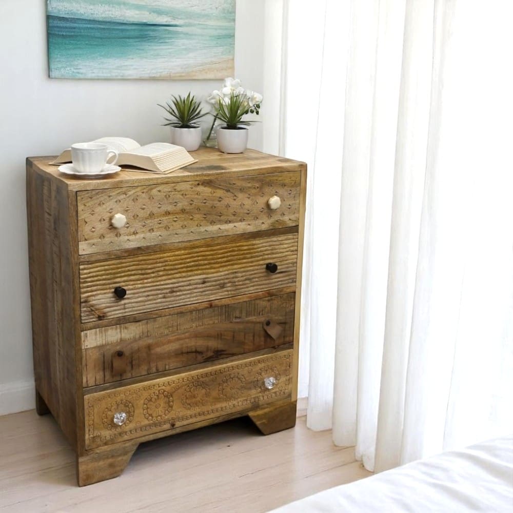 Hand-crafted 4-Drawer Dresser with Hand-Carved Drawers image 0