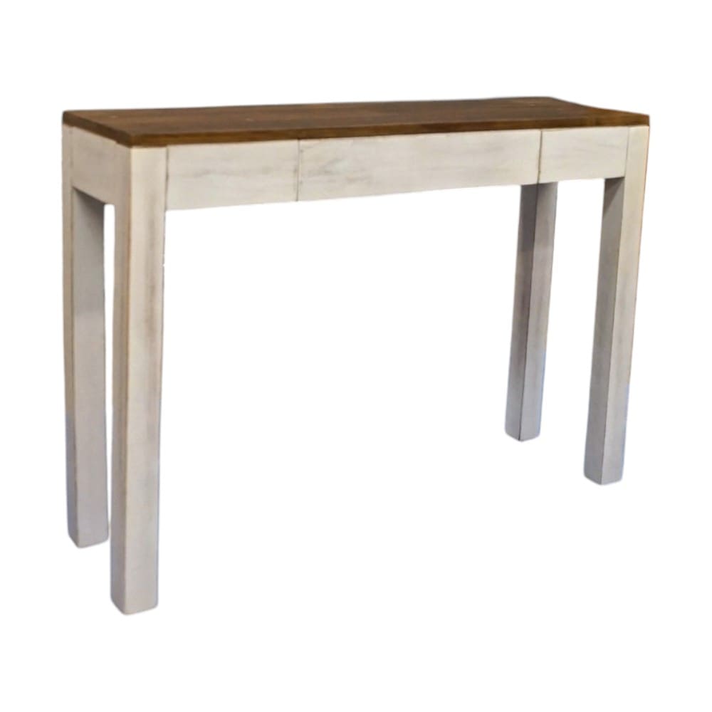 Mango Wood Console Table with Hidden Drawer Whitewashed image 3