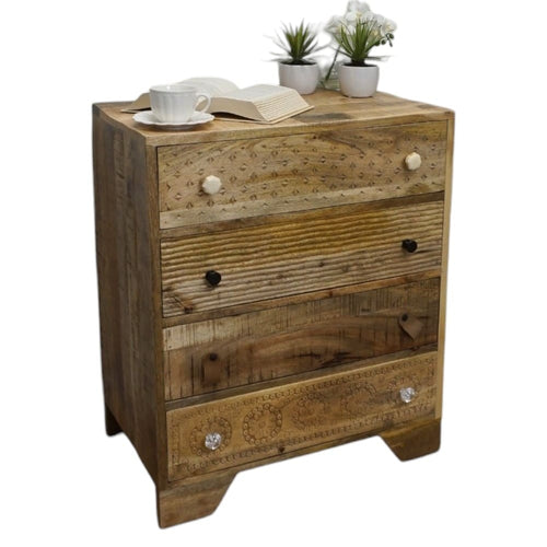 Hand-crafted 4-Drawer Dresser with Hand-Carved Drawers image 1