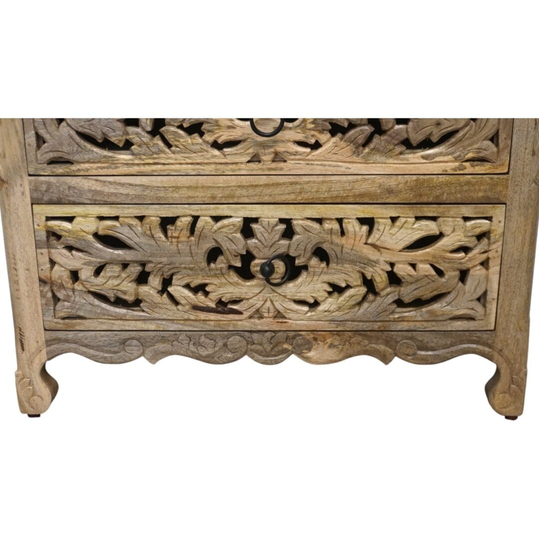 Hand-carved Natural Wood 5-Drawer Dresser image 7