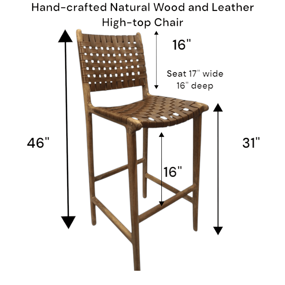 High Top Chairs Hand-crafted Solid Wood and Leather image 15