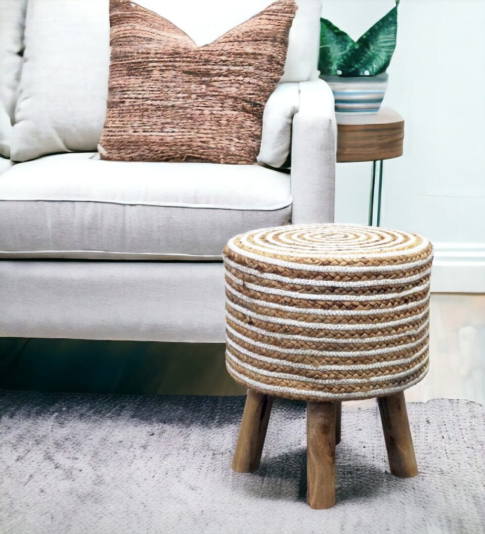 Hand-crafted Jute Stool Multiple Color Options image 0