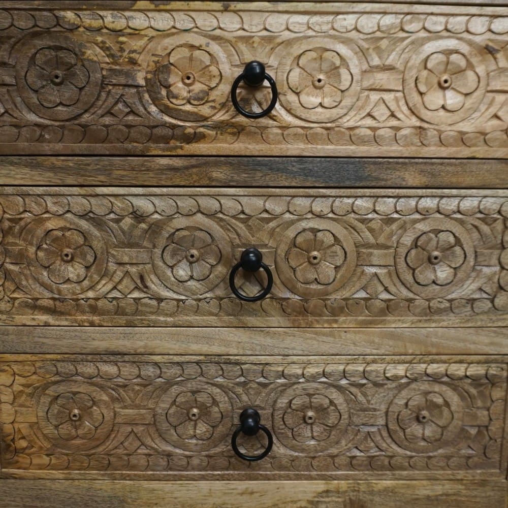 3-Drawer Side Table/Nightstand Hand-Carved image 11