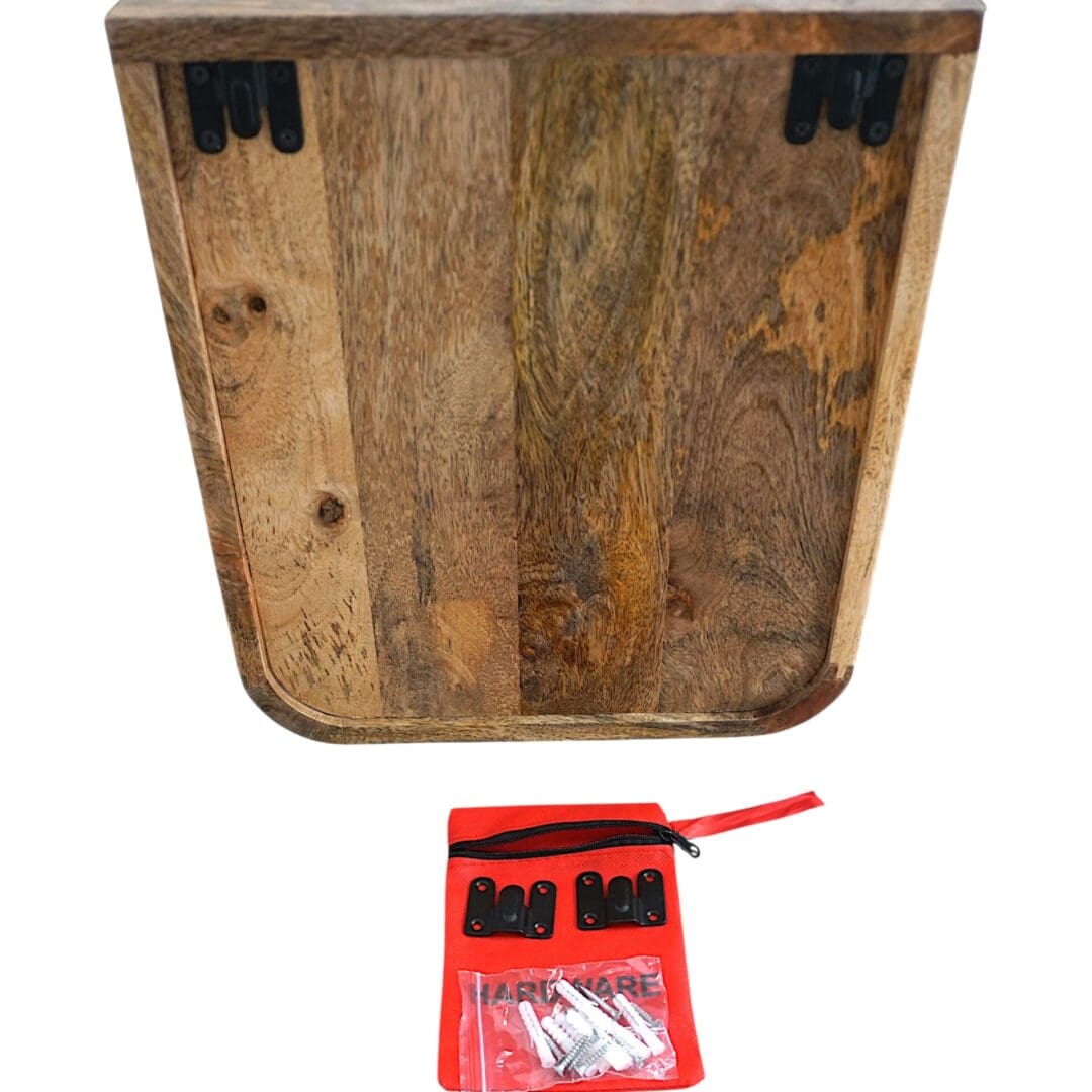 Hand Carved Mango Wood Wall Mounted Nightstand Natural Wood image 6