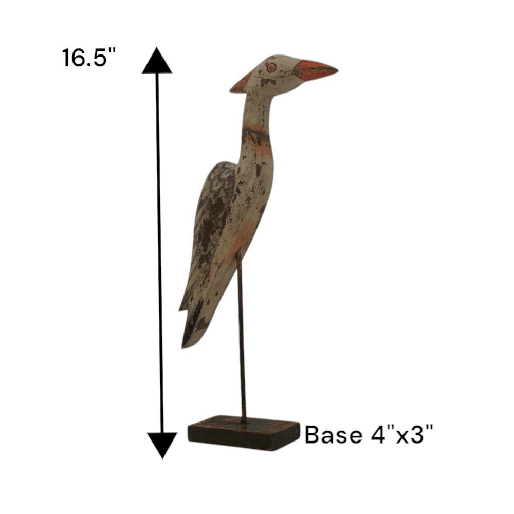 Reclaimed Wood Bird Hand-carved Decor Accent - Small Heron image