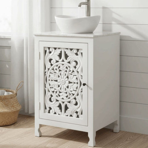 Hand-crafted White 24" Solid Wood Vanity image 0