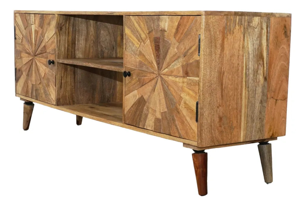 TV Stand Hand-crafted with a Stunning Sunburst Design image 3