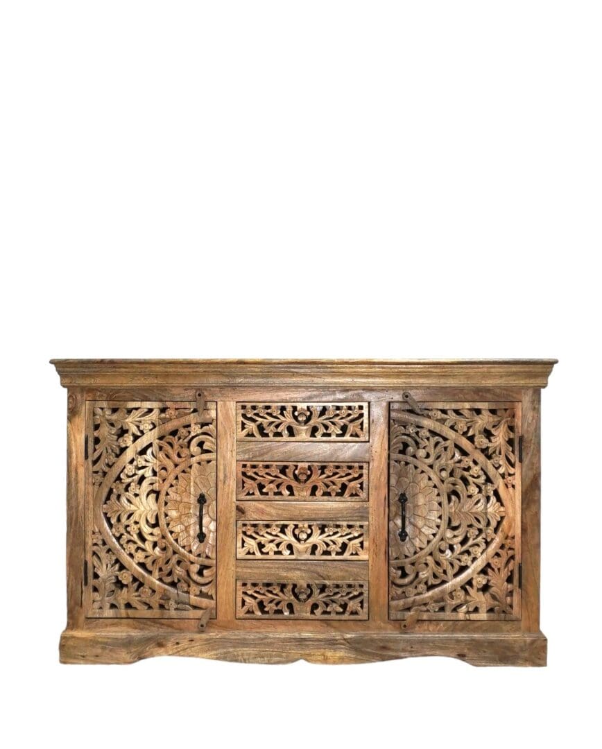 Stunning Natural Wood Sideboard with 2 Doors and 4 Drawers image 5