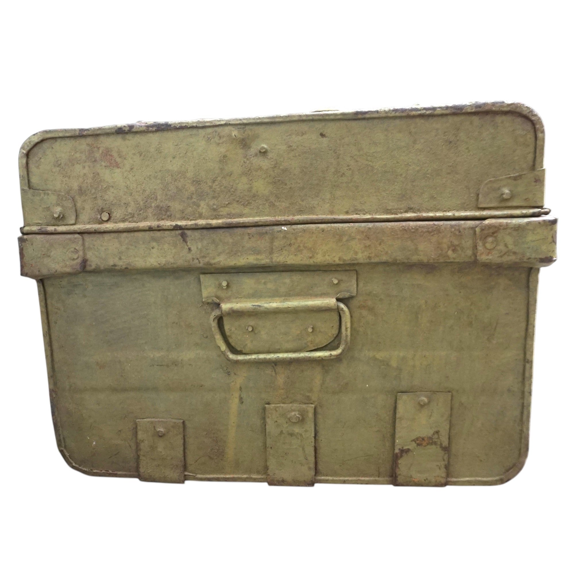 Vintage Metal Travel Trunk | Early 20th Century Indian Railway Case