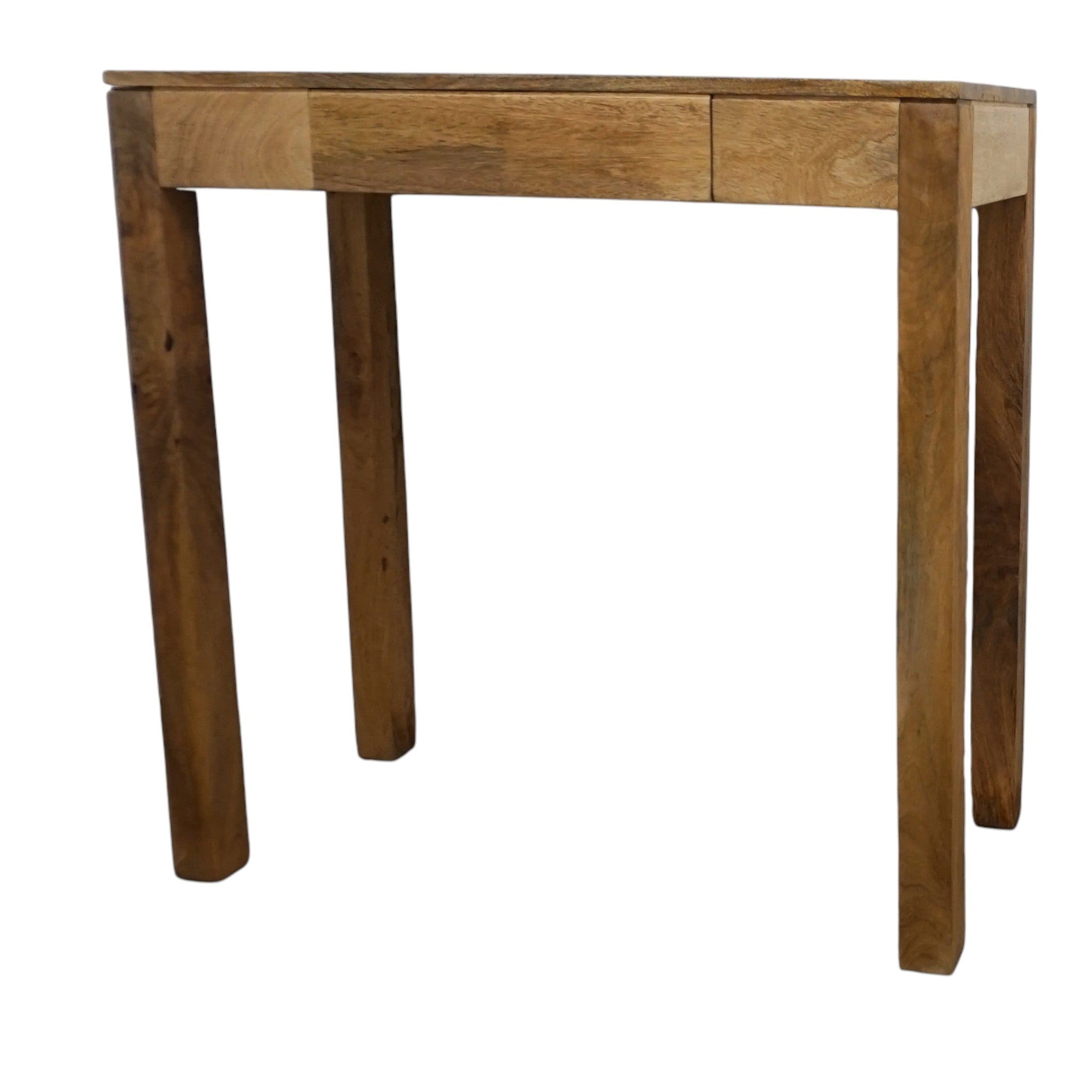Solid Mango Wood Tall Console Table & Kitchen Island | Hidden Drawer & Natural Finish