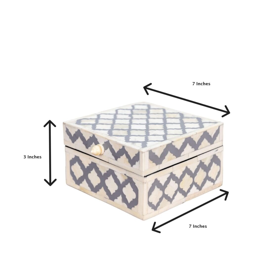 Square Inlay Box Timeless Gray and White Bone Inlay image 9